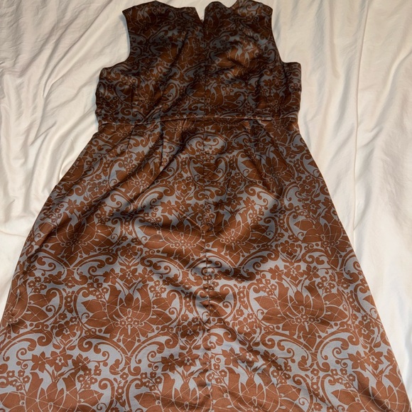 BANANA REPUBLIC BLUE & BROWN PAISLEY FLORAL PRINT SLEEVELESS DRESS SIZE: 10 - Picture 2 of 6